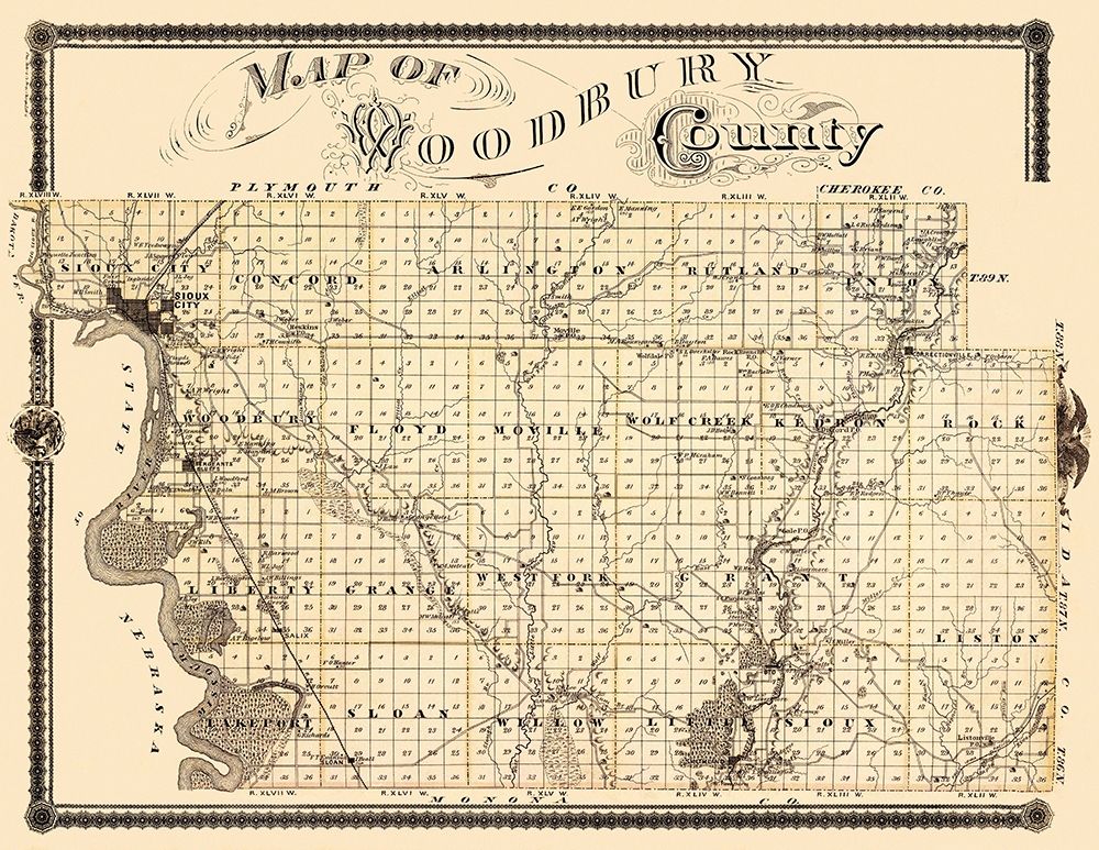 Woodbury Iowa Landowner - Shober 1875
