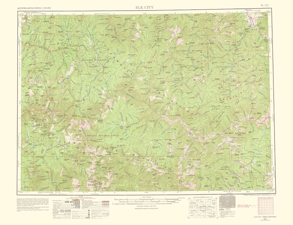 Elk City Idaho Montana Quad - USGS 1963