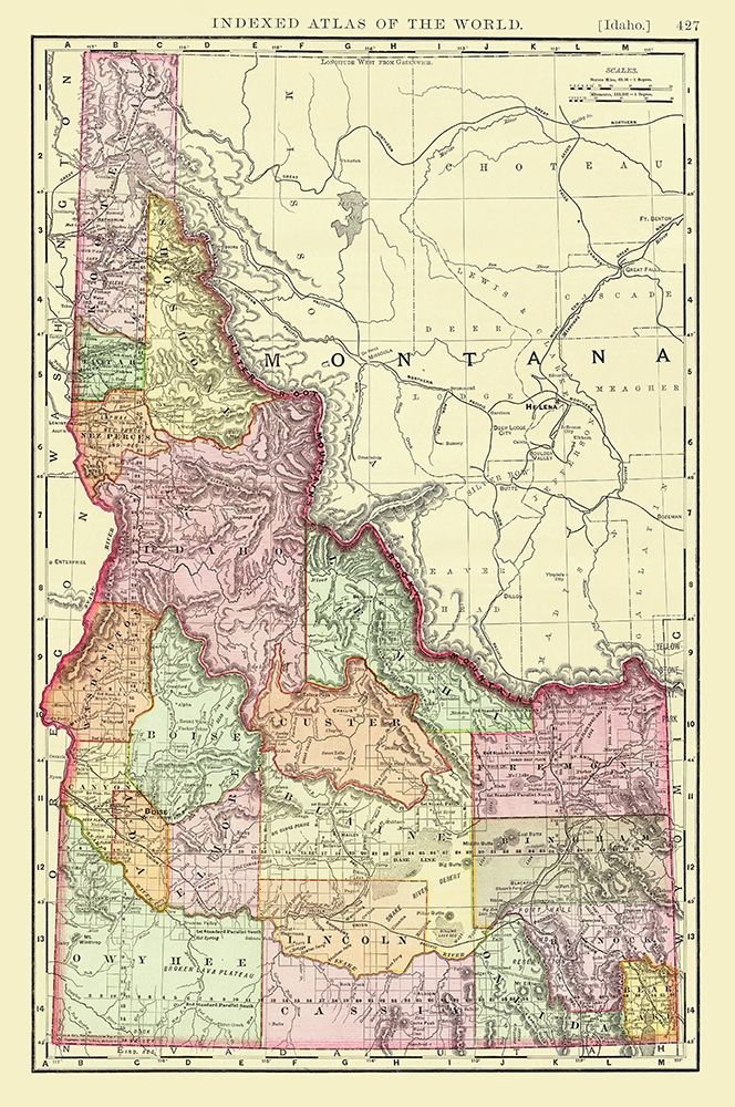 Idaho from Indexed World Atlas - Rand McNally 1897