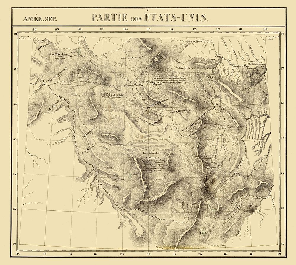 Idaho, Montana, Wyoming - Vandermaelen 1827