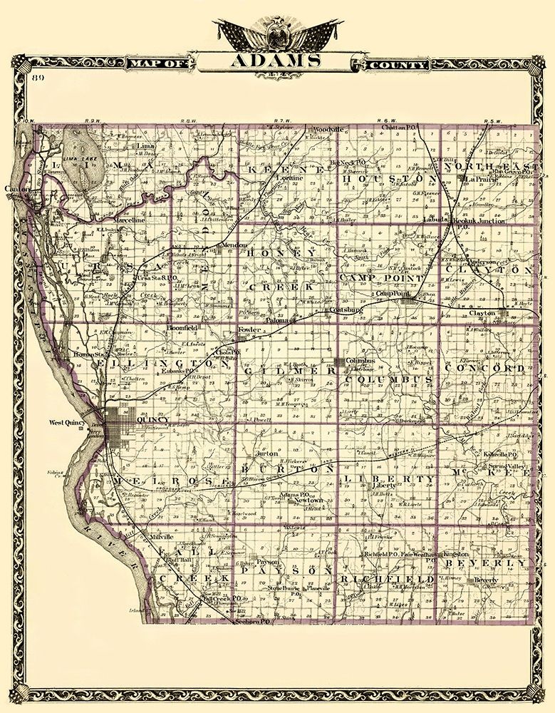 Adams Illinois Landowner - Warner 1870