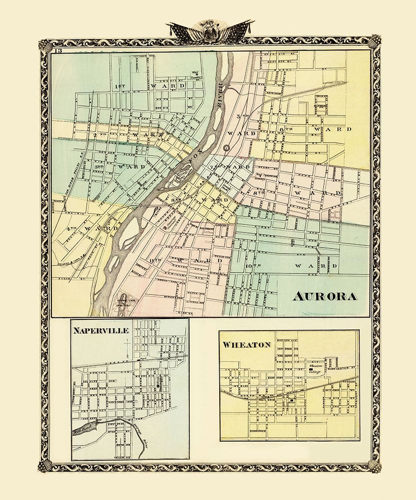 Aurora, Wheaton, Naperville Illinois - Warner 1870