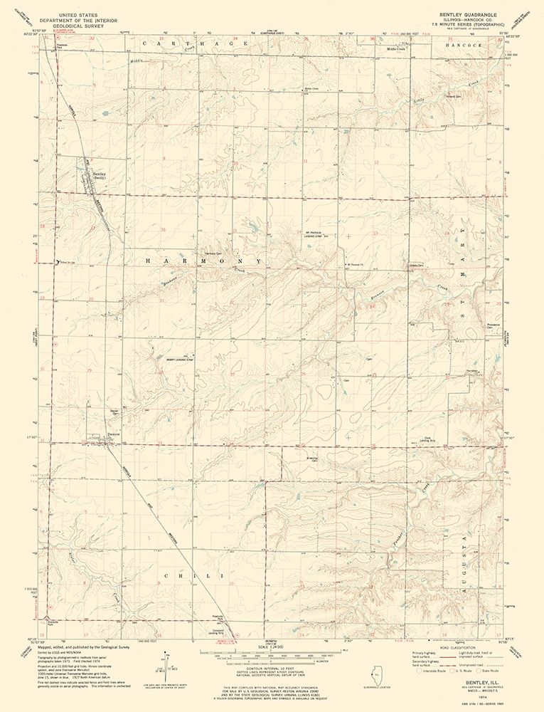 Bently Illinois Quad - USGS 1974
