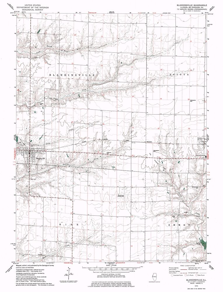 Blandinsville Illinois Quad - USGS 1974