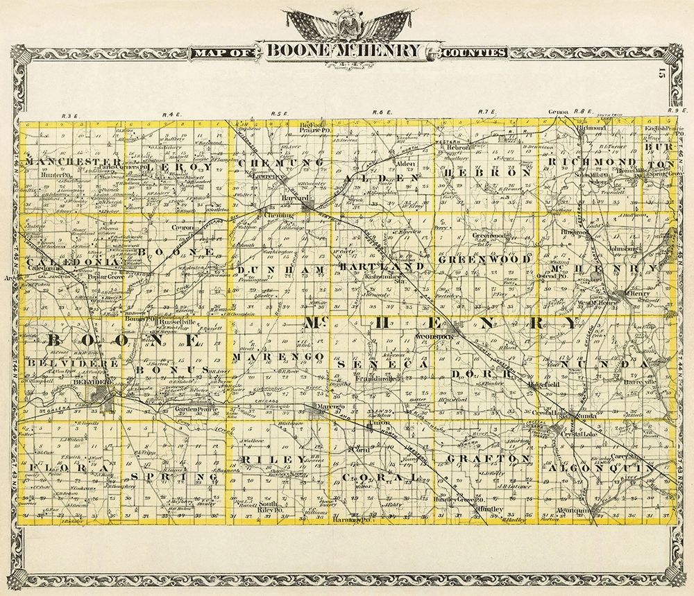 Boone  Mchenry Illinois Landowner - Warner 1876