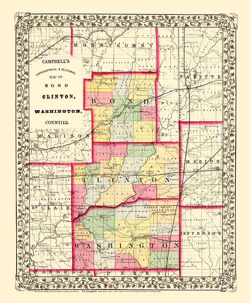 Bond  Clinton  Washington Illinois - Cambell 1870