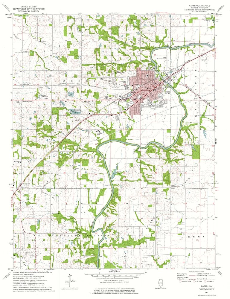 Carmi Illinois Quad - USGS 1974