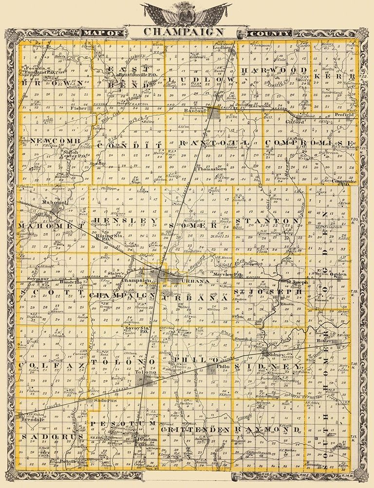 Champaign Illinois Landowner - Warner 1876