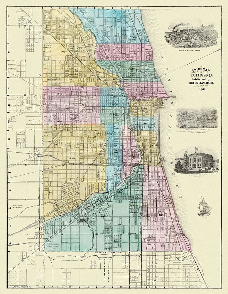 Chicago Illinois Plat - Blanchard 1869