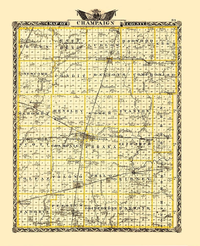 Champaign Illinois Landowner - Warner 1870