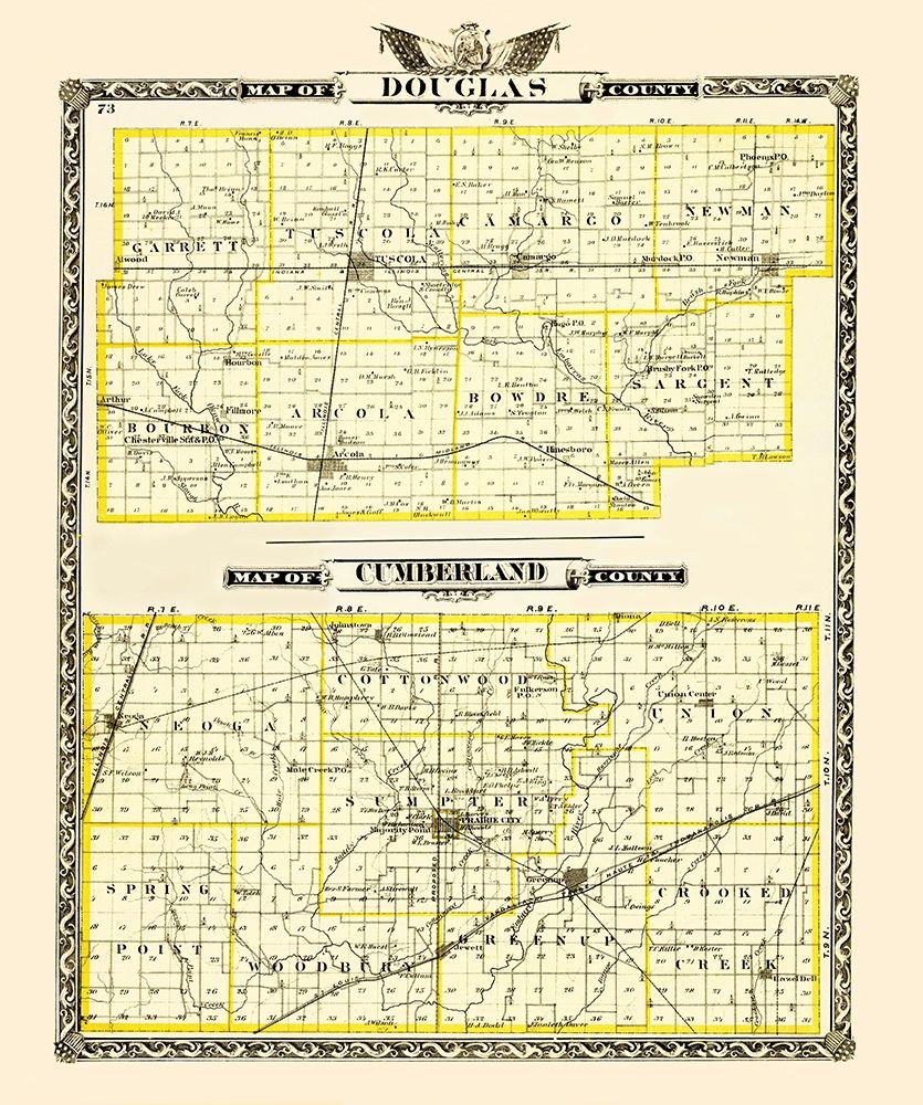Douglas  Cumberland Illinois - Warner 1870