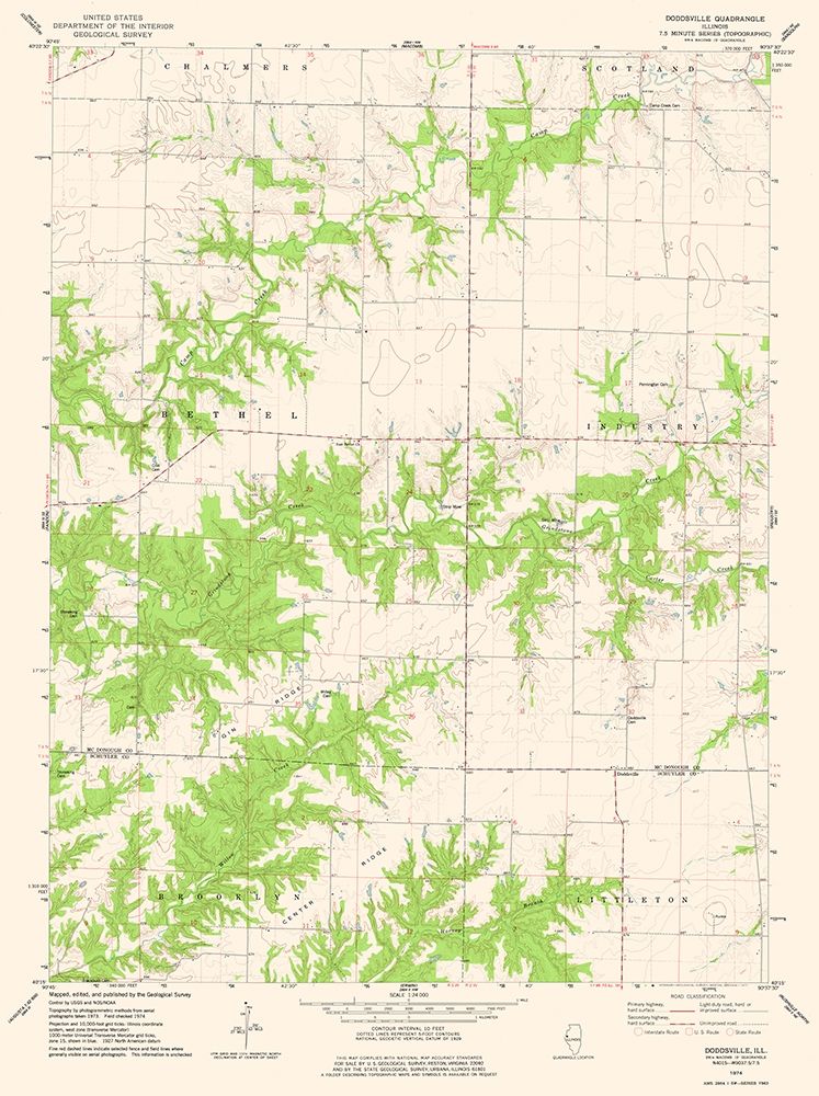 Doddsville Illinois Quad - USGS 1974