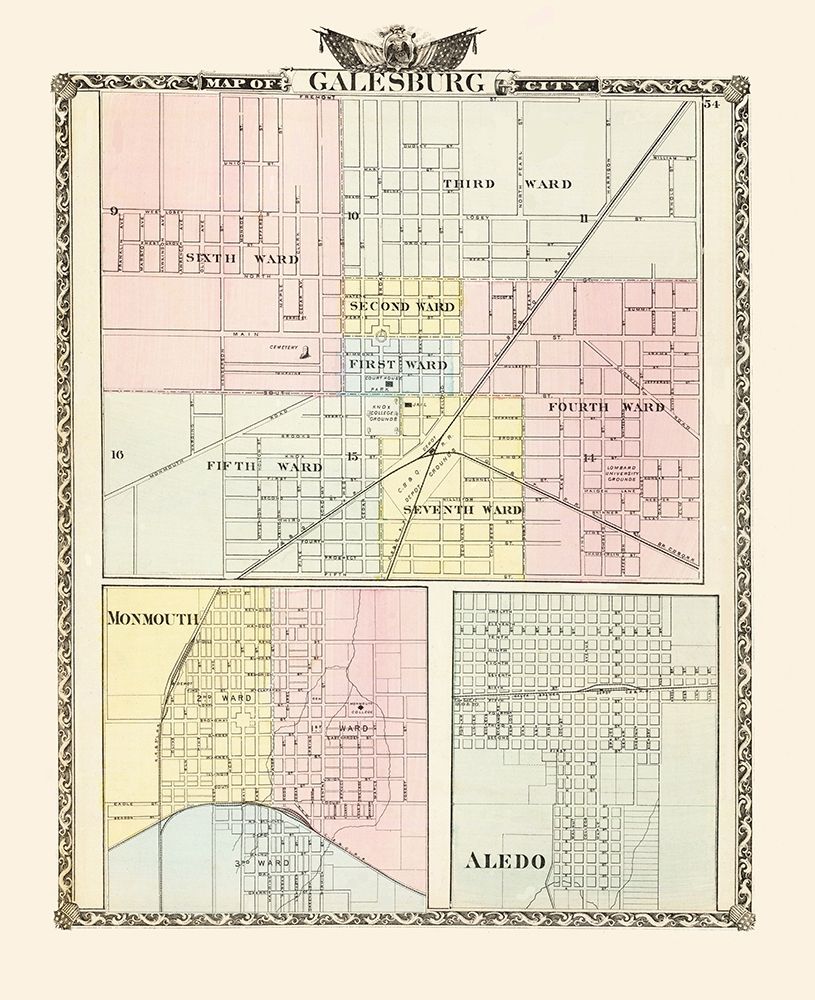 Galesburg, Monmouth, Aledo Illinois - Warner 1876