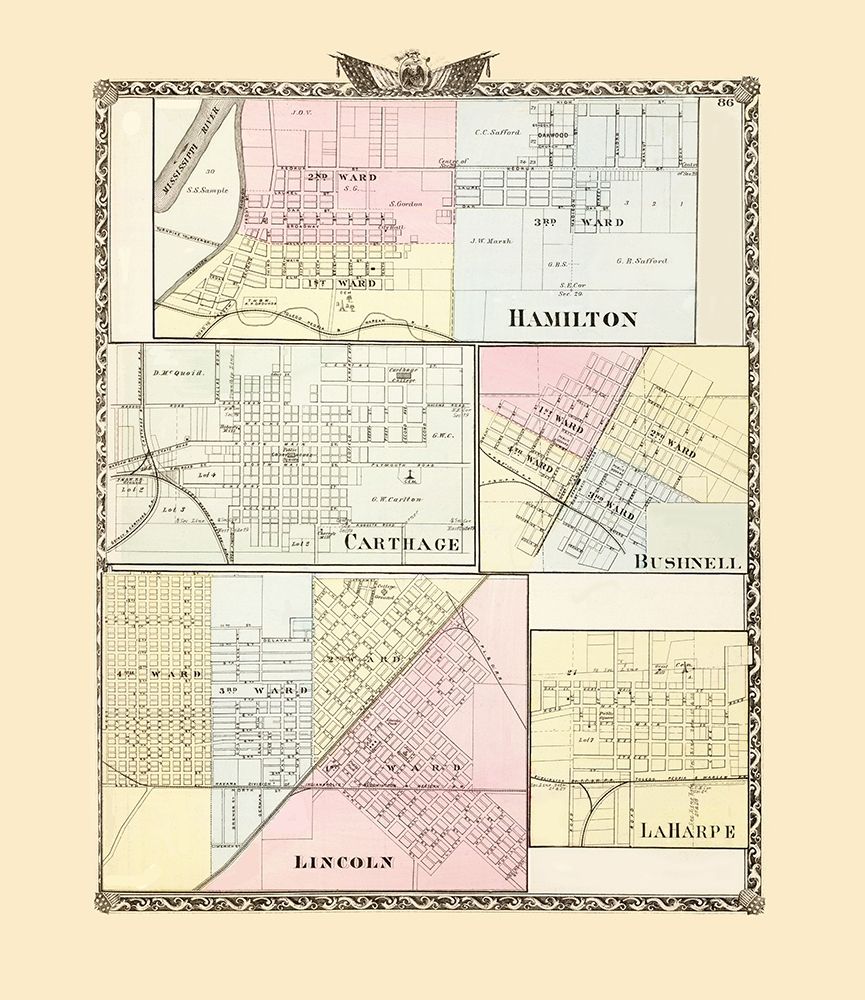 Hamilton, Carthage, Bushnell, Lincoln, Laharpe