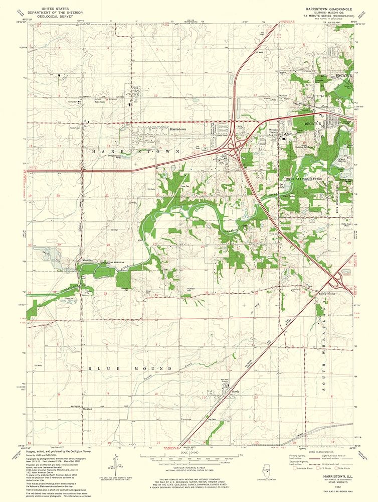 Harristown Illinois Quad - USGS 1982