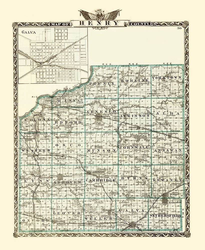 Henry Illinois Landowner - Warner 1870