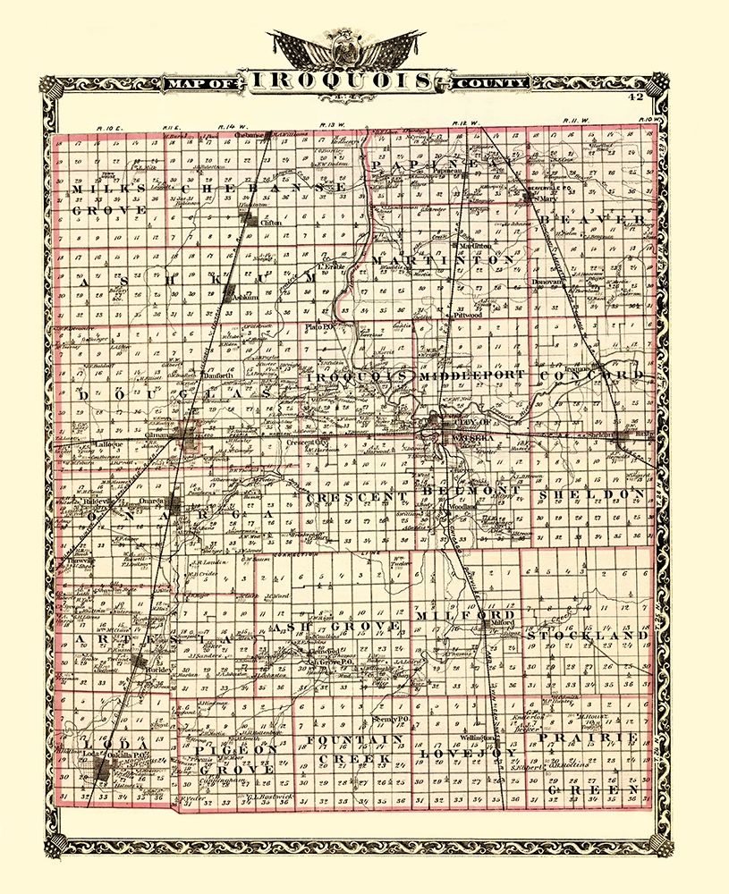 Iroquois Illinois Landowner - Warner 1870