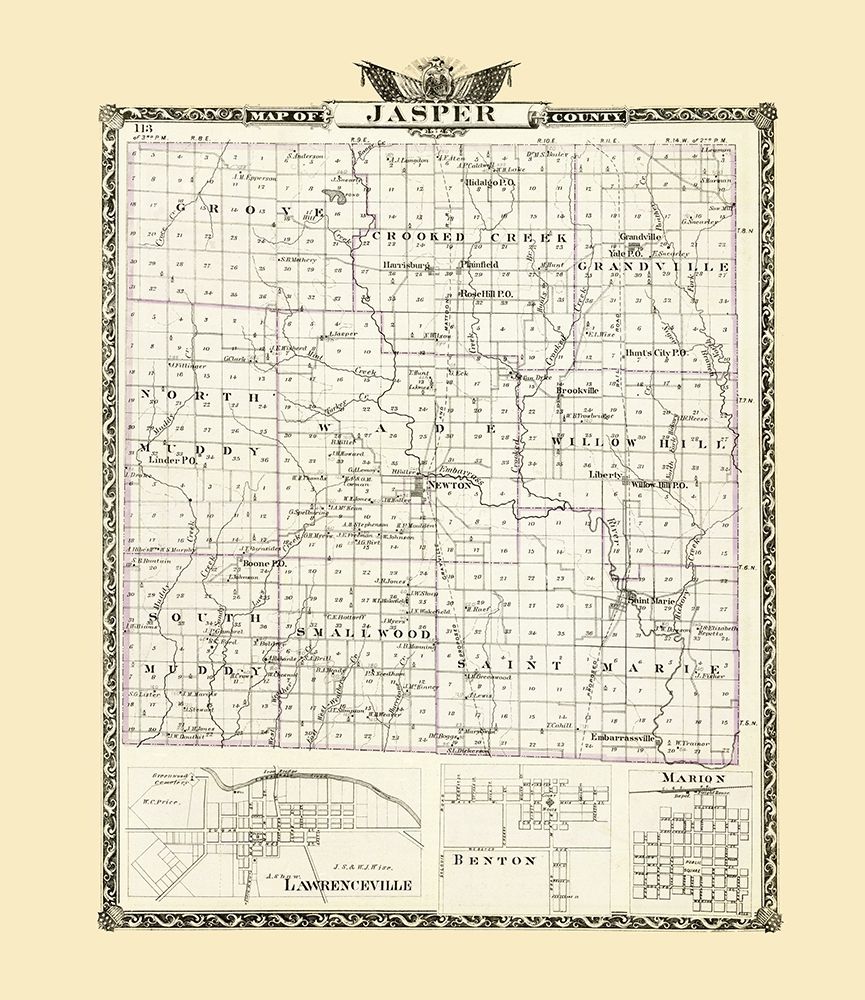 Jasper Illinois Landowner - Warner 1876