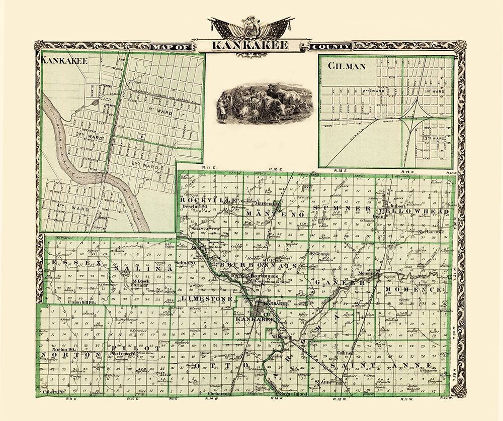 Kankakee Illinois Landowner - Warner 1876