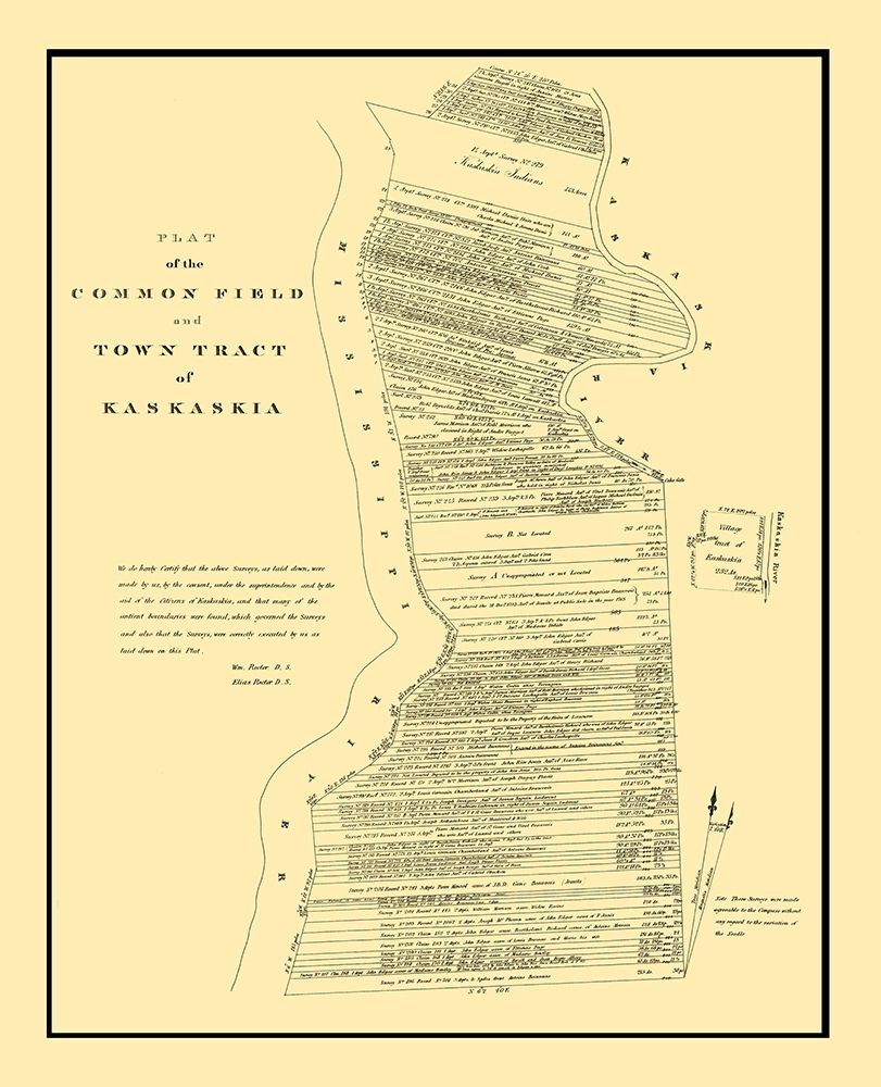 Kaskaskia Illinois Town and Field Plat