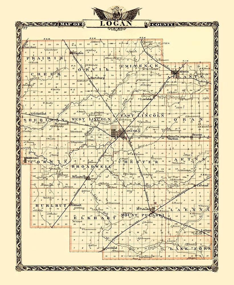 Logan Illinois Landowner - Warner 1870