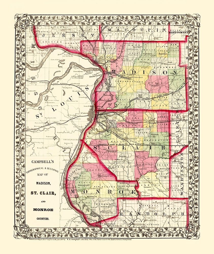 Madison  St Clair  Monroe Illinois - Campbell 1850