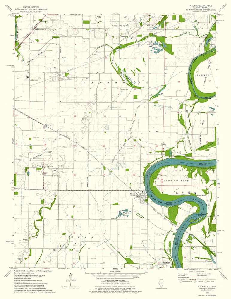 Maunie Illinois Quad - USGS 1974