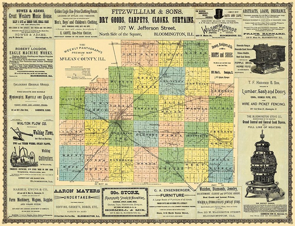 Mclean  Bloomington Illinois - Hambaugh 1886