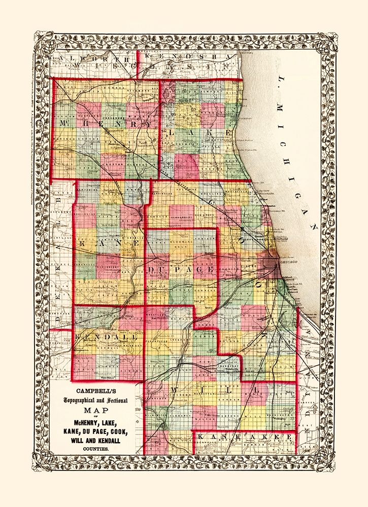 Mchenry  Kane  Cook  Will Illinois - Campbell 1850