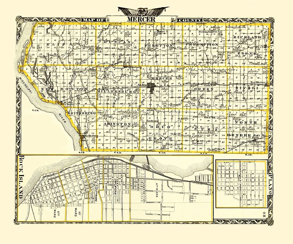 Mercer Illinois Landowner - Warner 1870