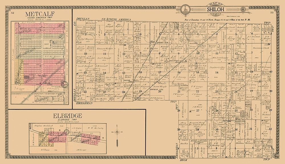 Metcalf, Elbridge, Shiloh  Illinois - Ogle 1910