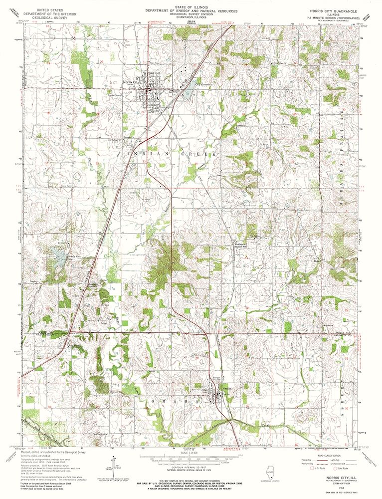 Norris City Illinois Quad - USGS 1963