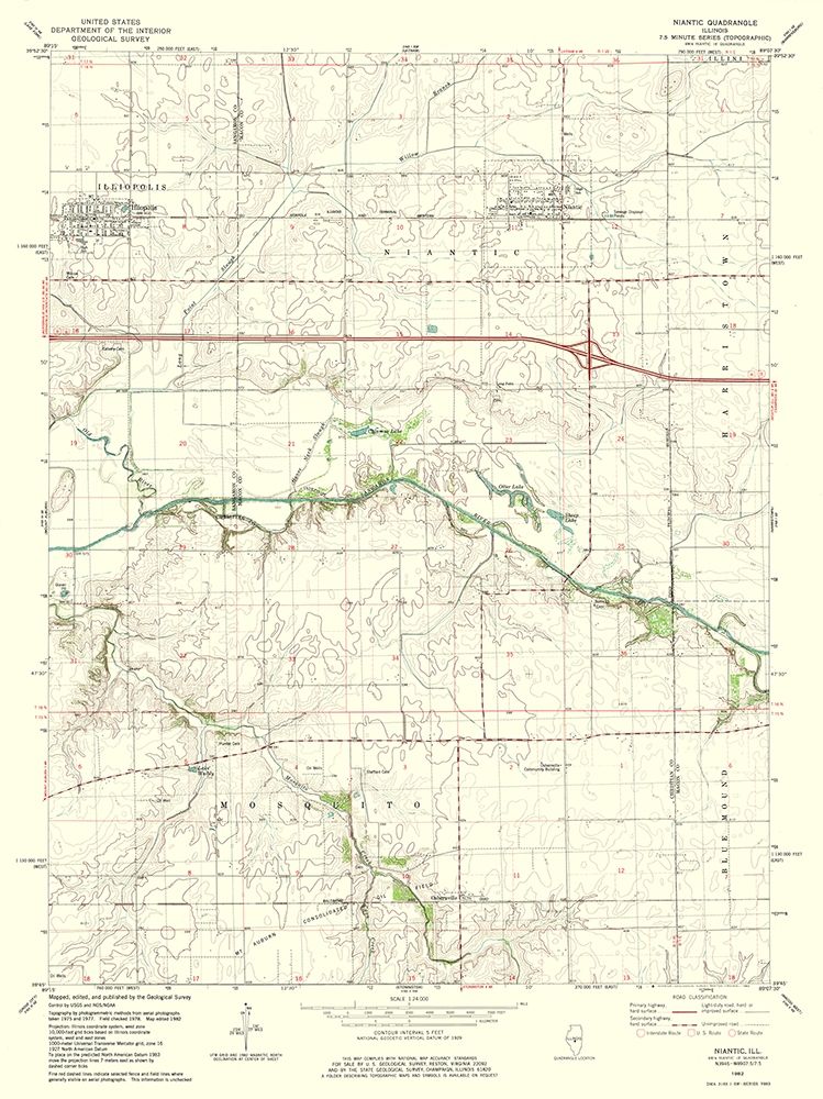 Niantic Illinois Quad - USGS 1982