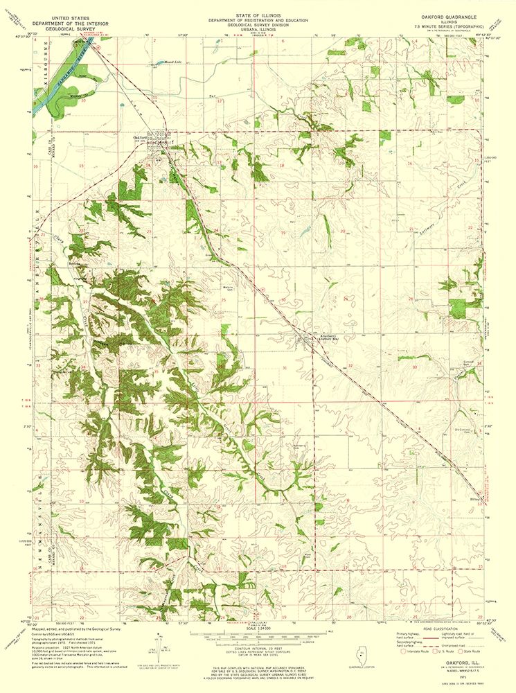 Oakford Illinois Quad - USGS 1971