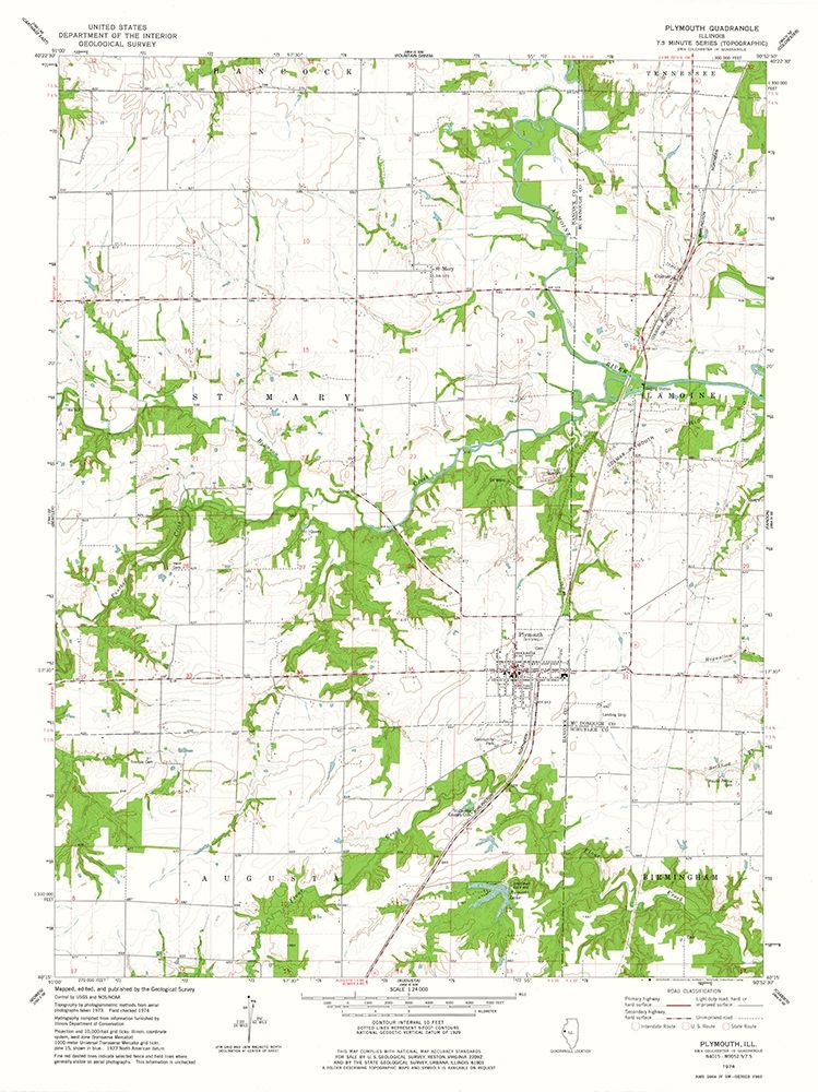 Plymouth Illinois Quad - USGS 1974