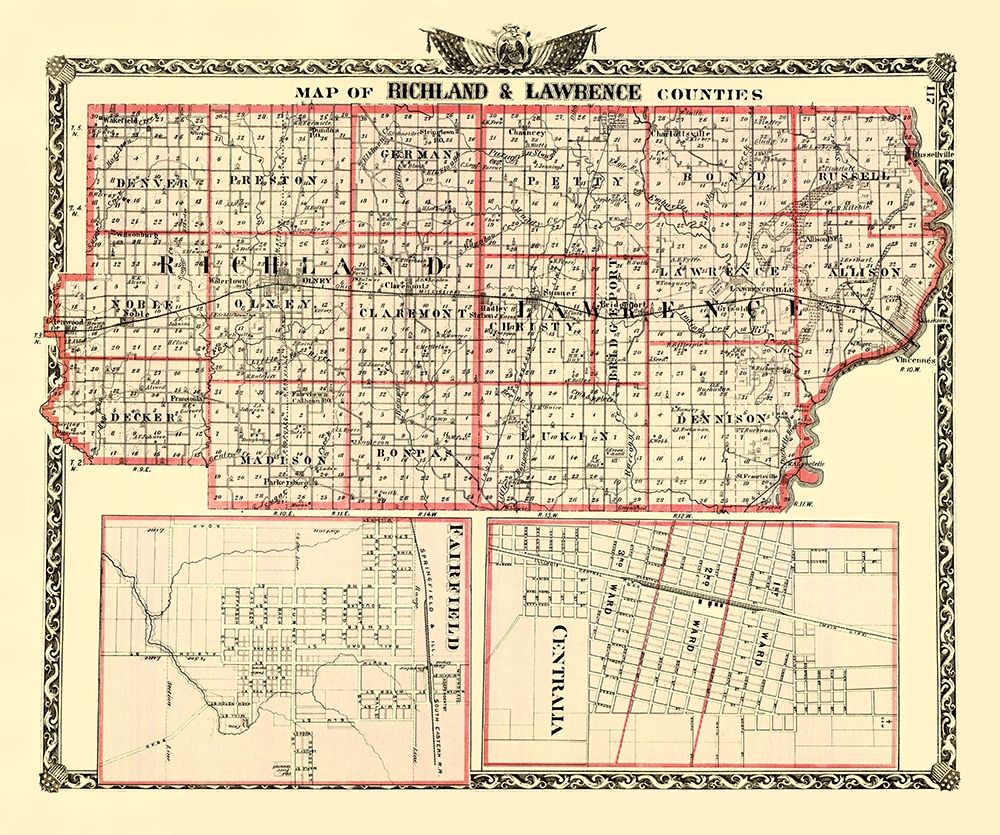 Richland  Lawrence Illinois Landowner- Warner 1870