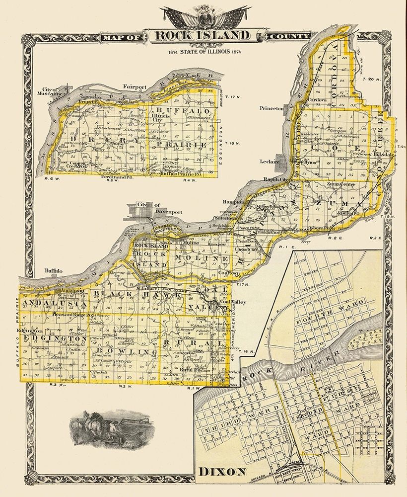 Rock Island Illinois Landowner - Warner 1874