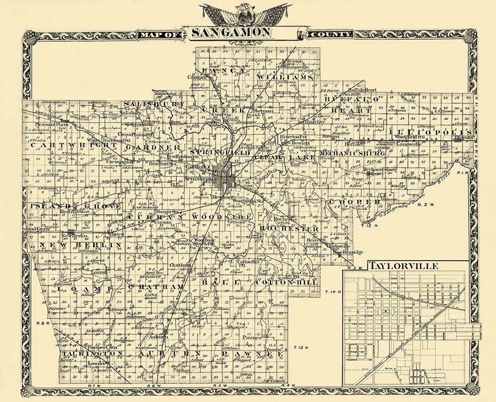 Sangamon Illinois Landowner - Warner 1876