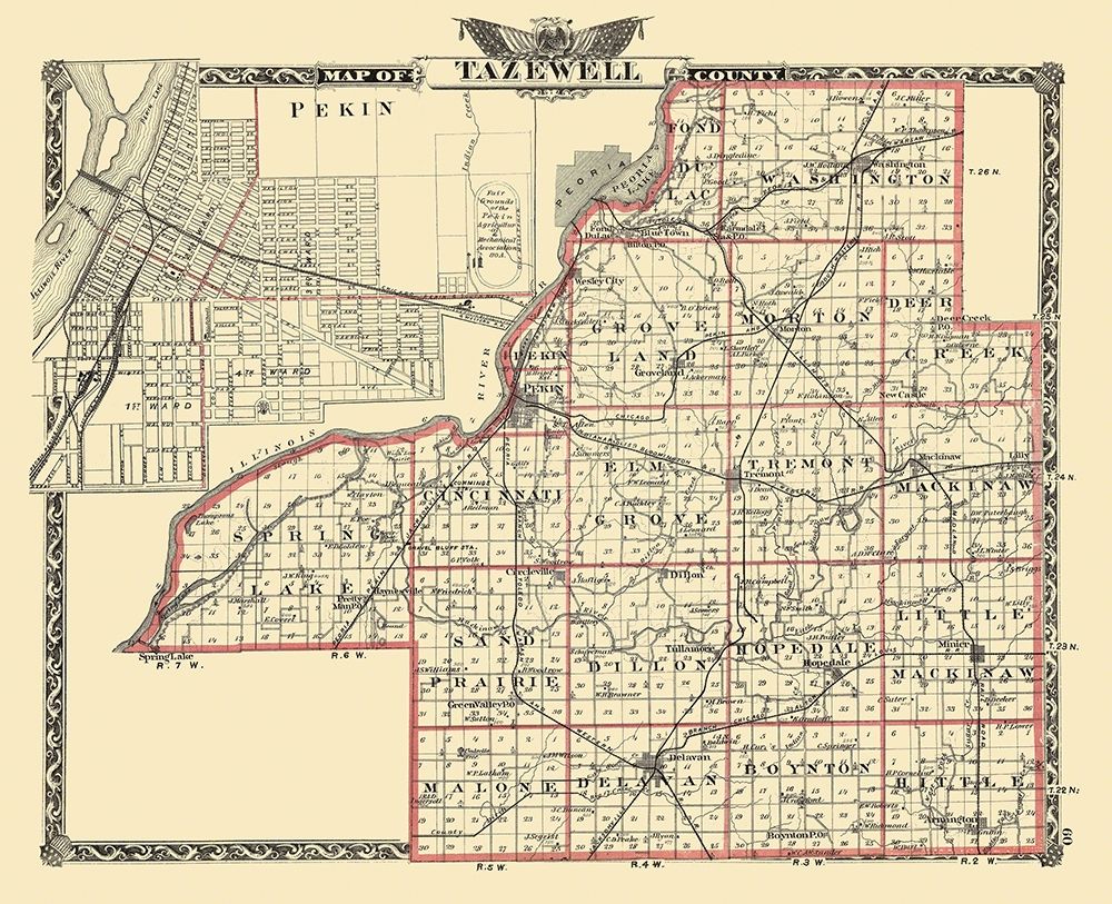 Tazewell Illinois Landowner - Warner 1876