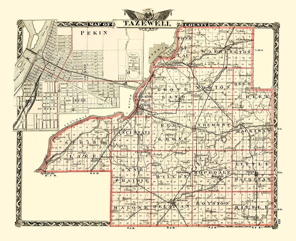 Tazewell Illinois Landowner - Warner 1870