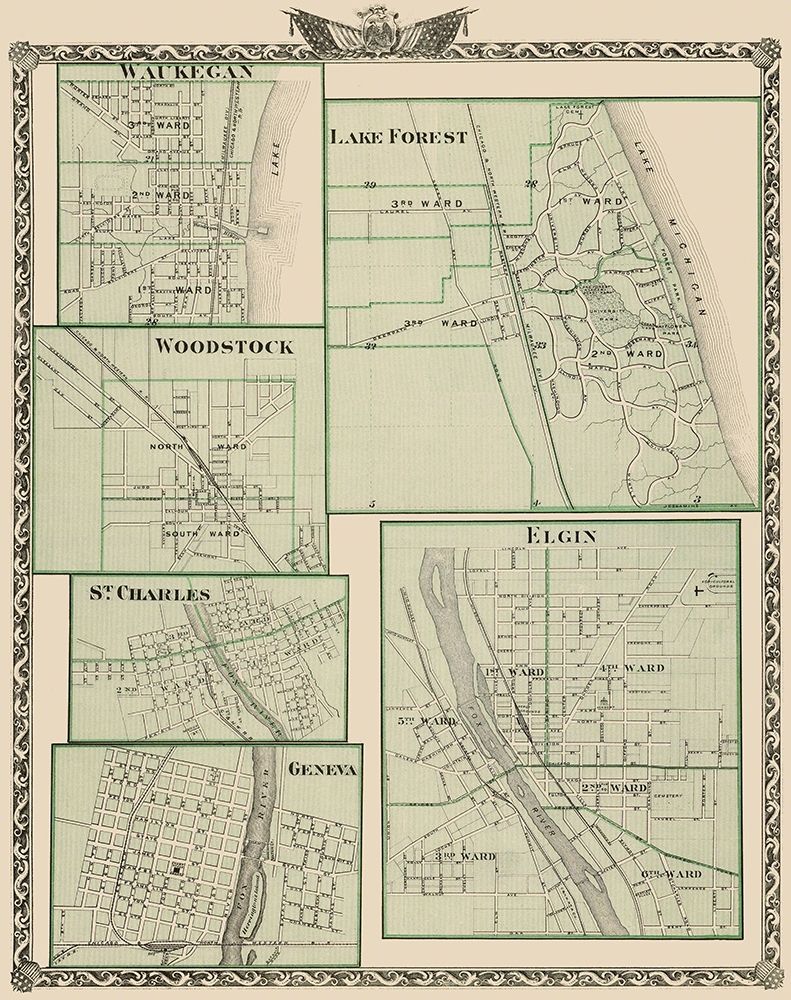 Waukegan, Lake Forest, Elgin, Woodstock, Illinois