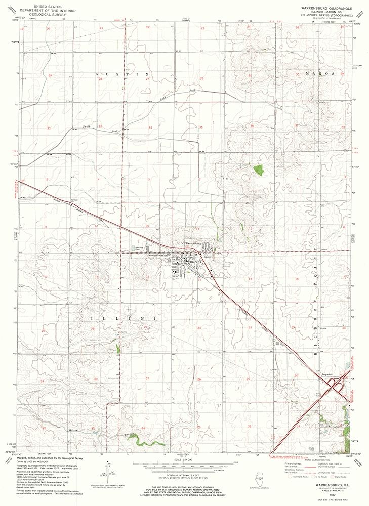Warrensburg Illinois Quad - USGS 1982