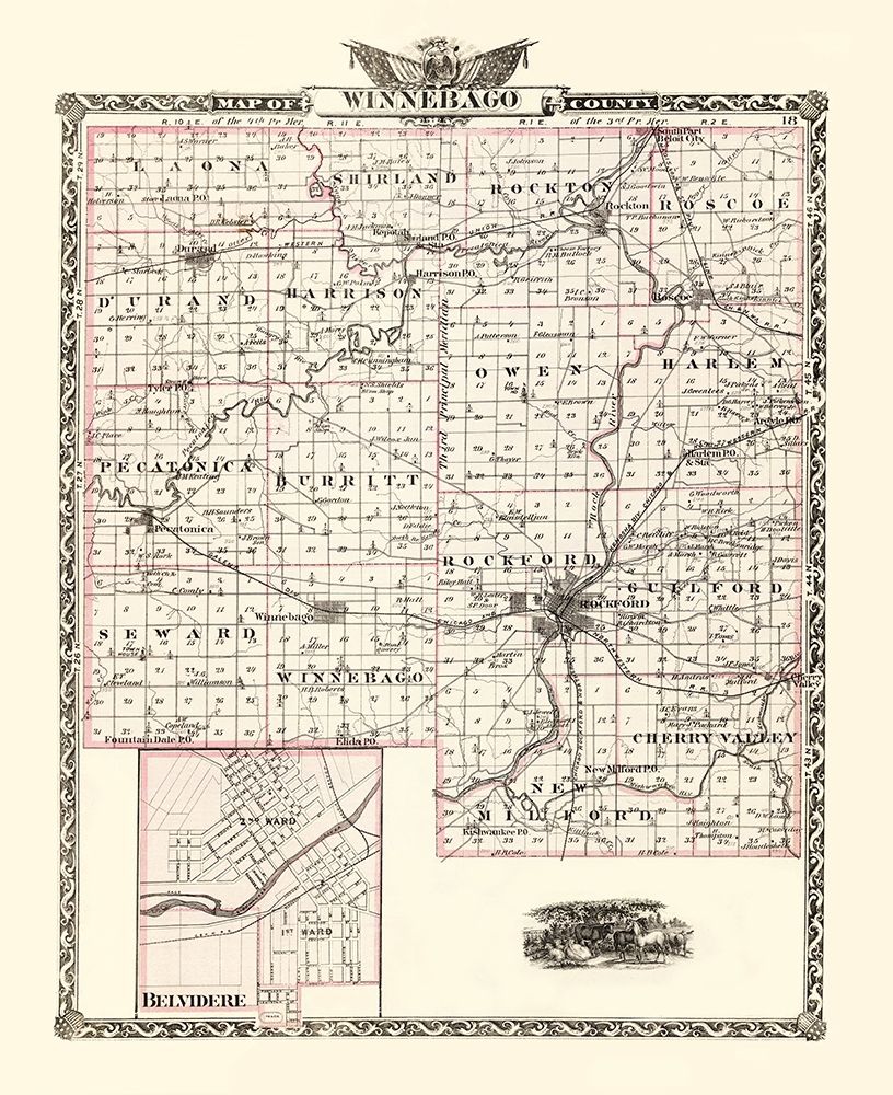 Winnebago Illinois Landowner - Warner 1876