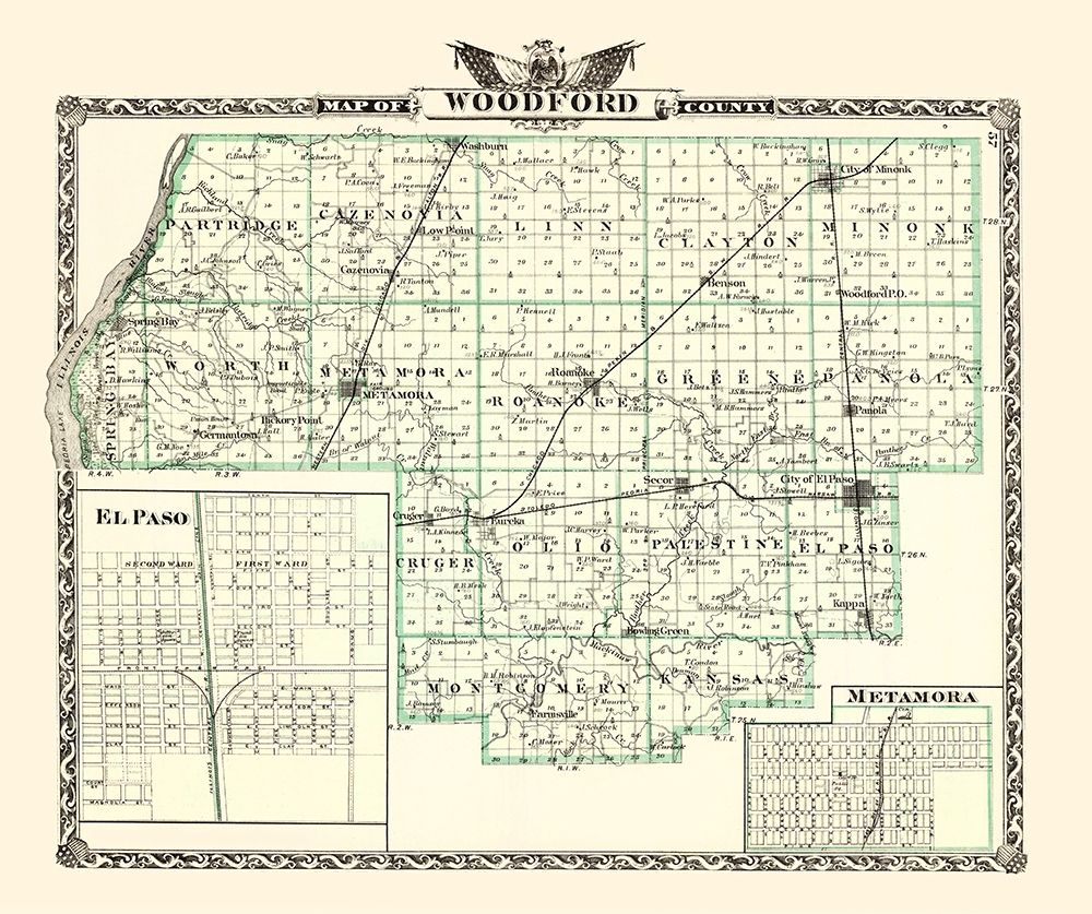 Woodford Illinois Landowner - Warner 1870