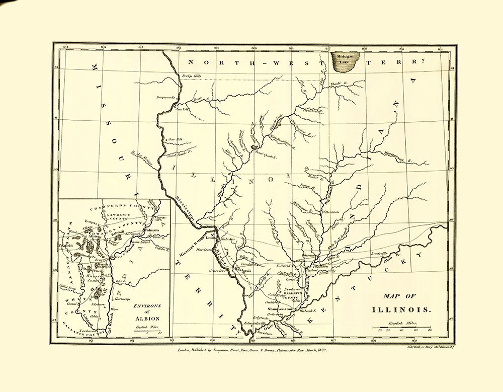 Illinois with Environs of Albion - Longman 1822