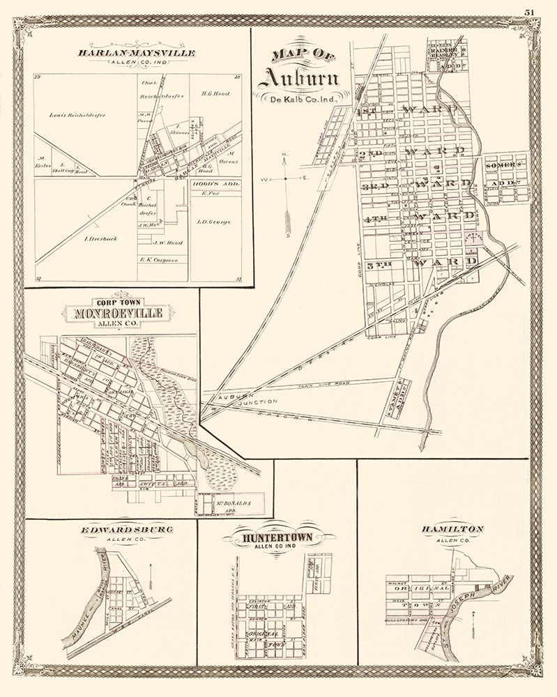 Auburn Indiana Landowner - Baskin 1876