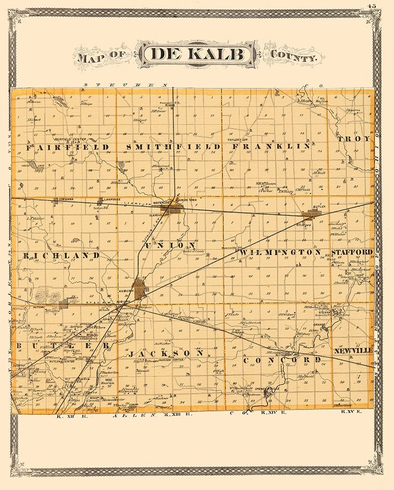 De Kalb Indiana Landowner - Baskin 1876