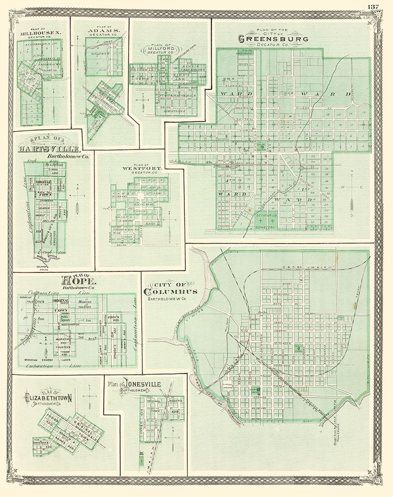 Greensburg, Columbus, Hartsville, Hope Indiana