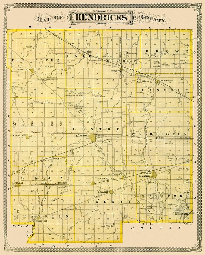 Hendricks Indiana Landowner - Andreas 1876