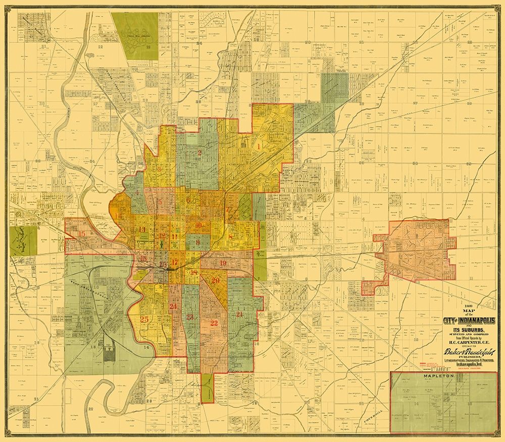 Indianapolis Indiana Landowner - Baker 1889